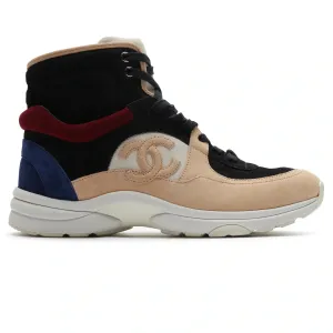 CC Logo Black Burgundy Blue Beige Suede High Sneaker - Preloved