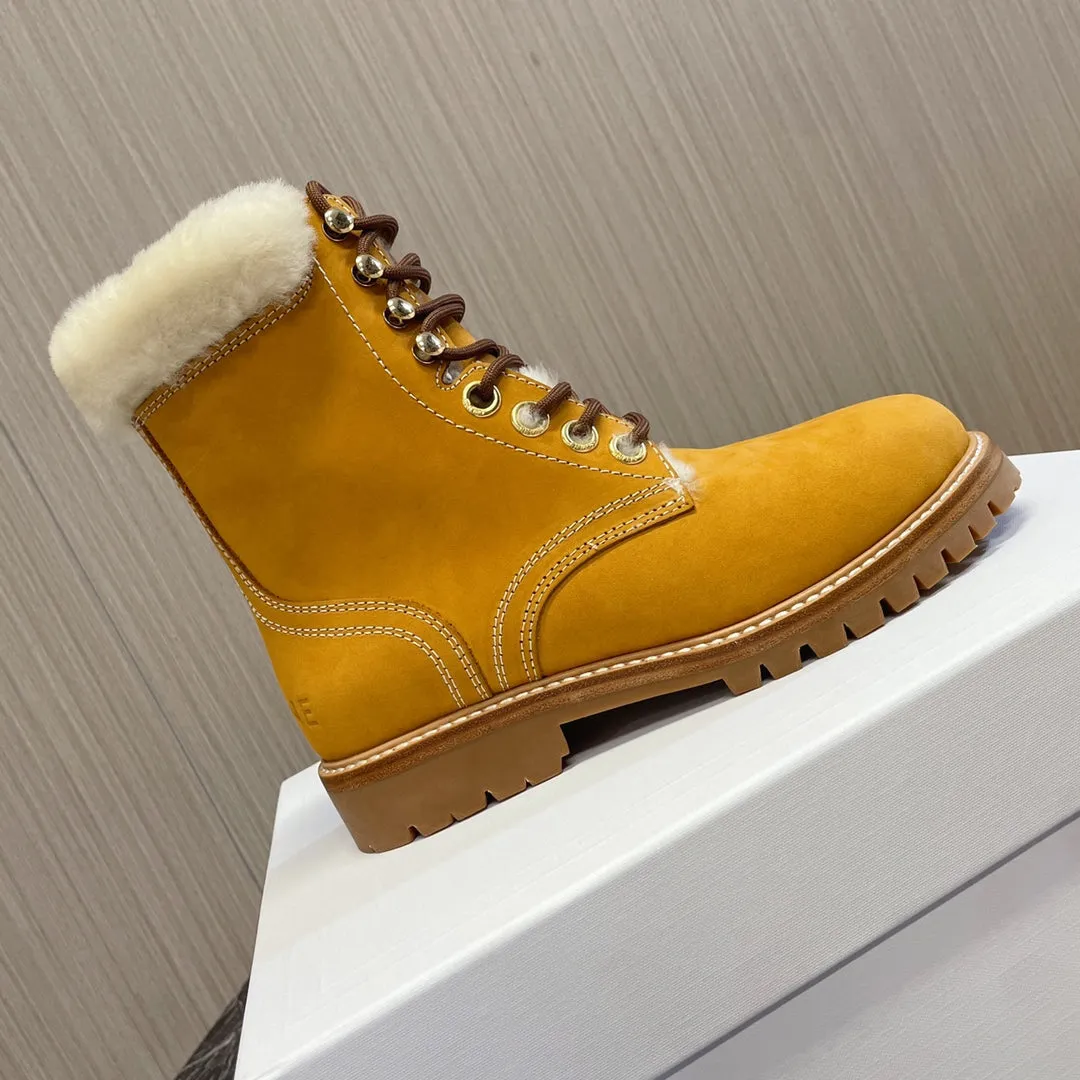 Celine MID SHEARLING BROWN SUEDE PERU Flexible customer care LACE-UP AND KURT IN BOOT Excellent