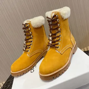 Celine MID SHEARLING BROWN SUEDE PERU Flexible customer care LACE-UP AND KURT IN BOOT Excellent