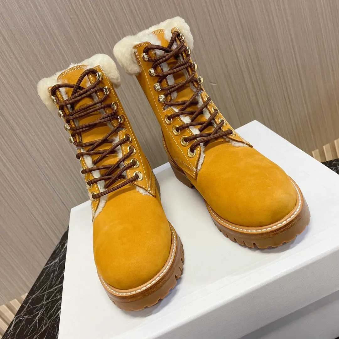 Celine MID SHEARLING BROWN SUEDE PERU Flexible customer care LACE-UP AND KURT IN BOOT Excellent