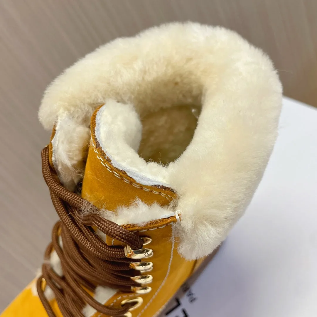 Celine MID SHEARLING BROWN SUEDE PERU Flexible customer care LACE-UP AND KURT IN BOOT Excellent