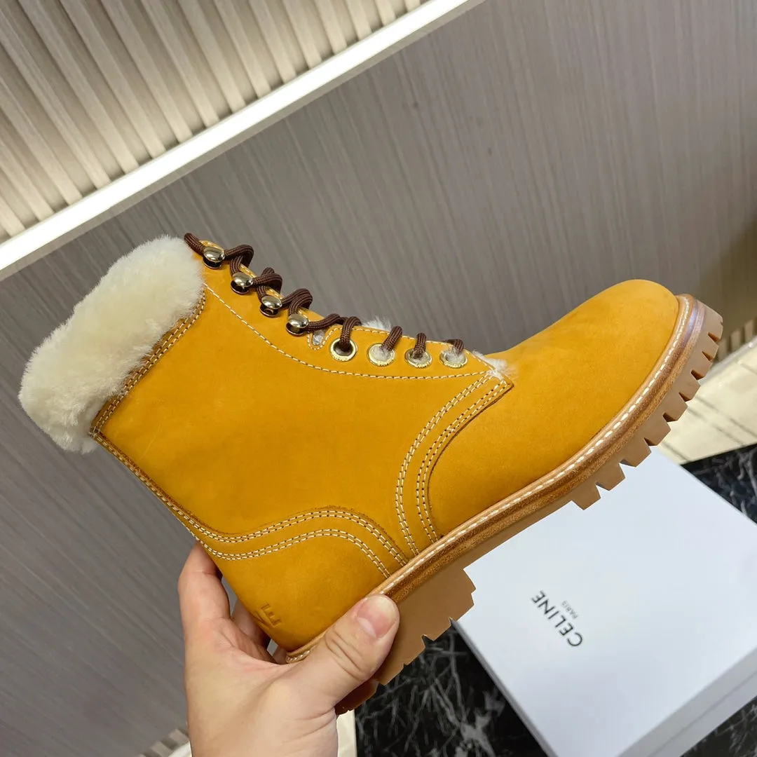 Celine MID SHEARLING BROWN SUEDE PERU Flexible customer care LACE-UP AND KURT IN BOOT Excellent