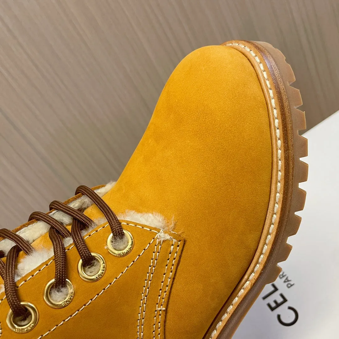 Celine MID SHEARLING BROWN SUEDE PERU Flexible customer care LACE-UP AND KURT IN BOOT Excellent