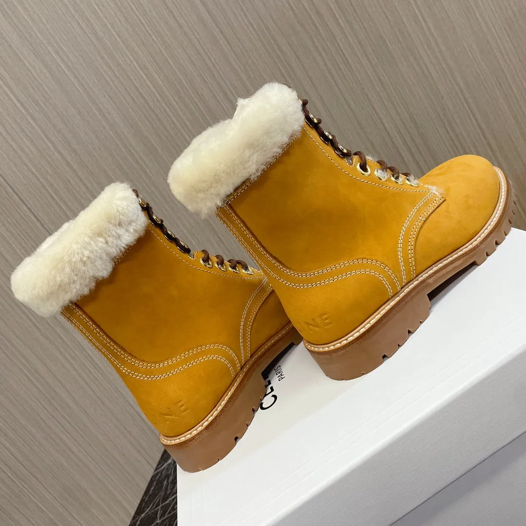 Celine MID SHEARLING BROWN SUEDE PERU Flexible customer care LACE-UP AND KURT IN BOOT Excellent