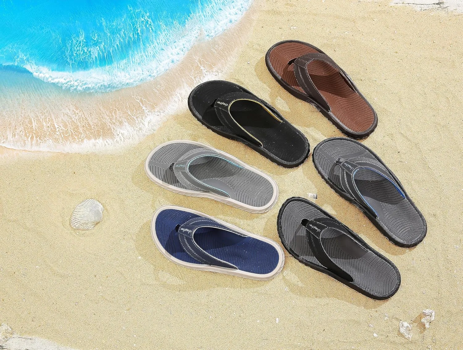 ChayChax Men's Flip Flops Arch Support Beach Sandals Outdoor Sport Thong Sandal with Soft Footbed