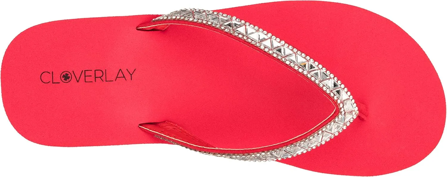 CLOVERLAY Women's Flip Flops Flat Sandals Comfortable Soft Cushion Summer Beach Thong Sandals