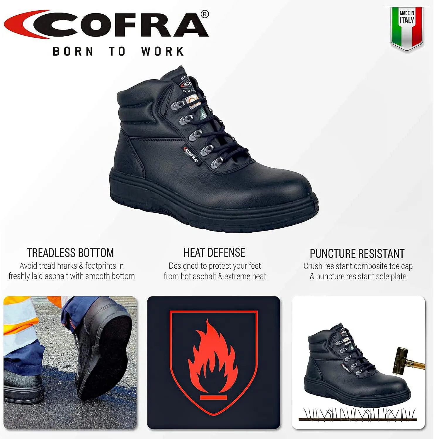 COFRA Leather Work Boot - NEW ASPHALT Treadless Asphalt Boots