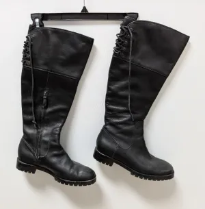 Cole Haan Black Lace-Up Calf-High Boots