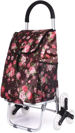 Collapsible Folding Wagon, Aluminum Alloy Lightweight Foldable Travel Groceries Shopping Trolley Case Waterproof Market Wheeled Shopping Cart Bag Large Capacity 40L Heavy Duty