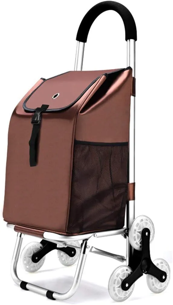 Collapsible Folding Wagon, Aluminum Alloy Lightweight Foldable Travel Groceries Shopping Trolley Case Waterproof Market Wheeled Shopping Cart Bag Large Capacity 40L