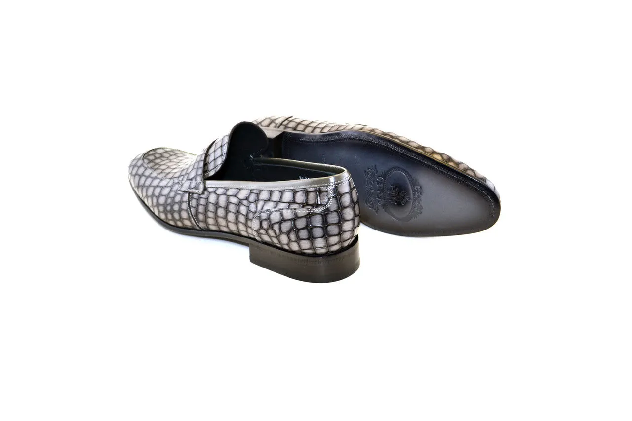 Corrente C017- 3470C Croco leather- Grey