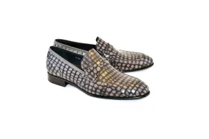 Corrente C017- 3470C Croco leather- Grey