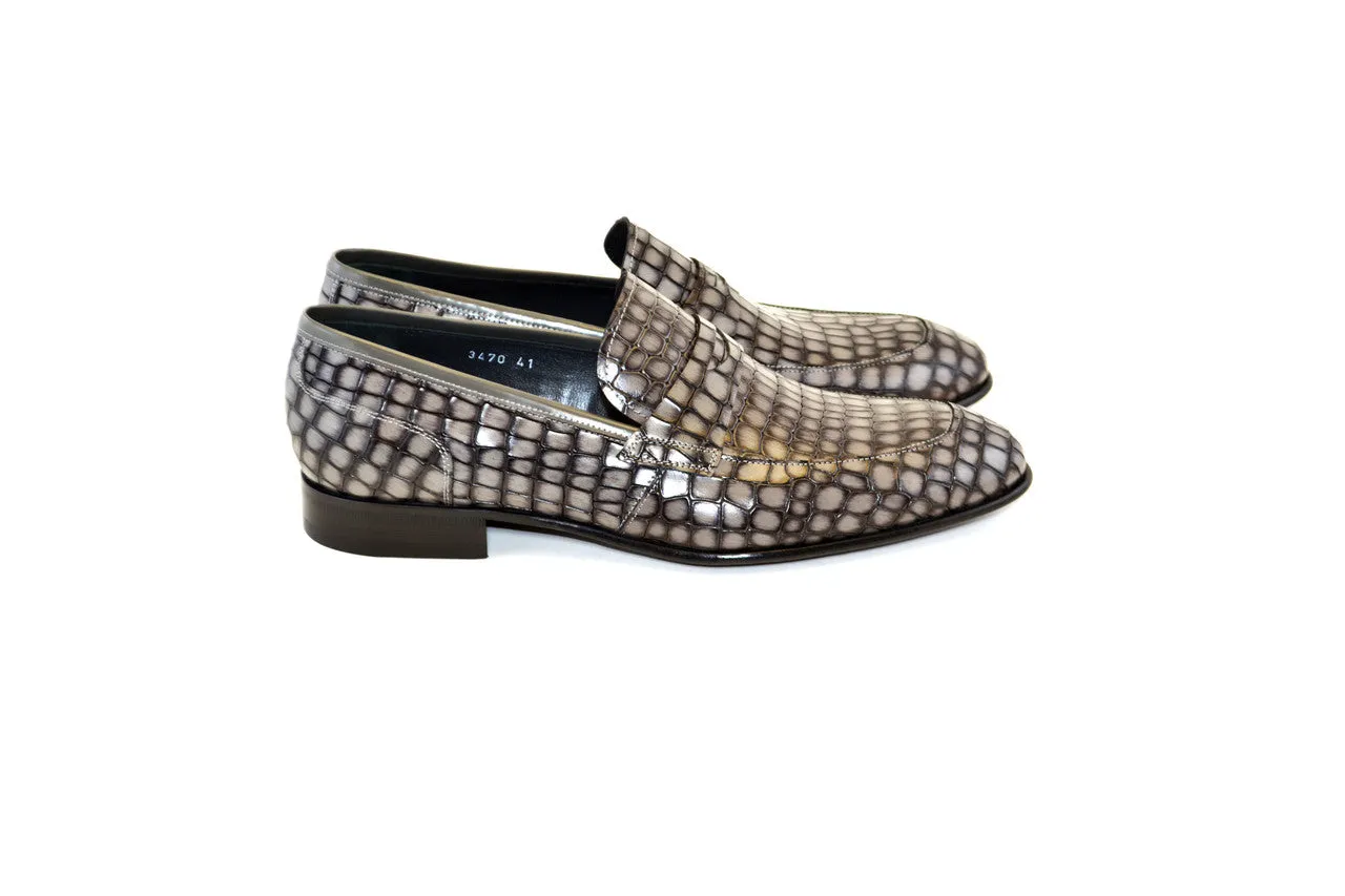 Corrente C017- 3470C Croco leather- Grey