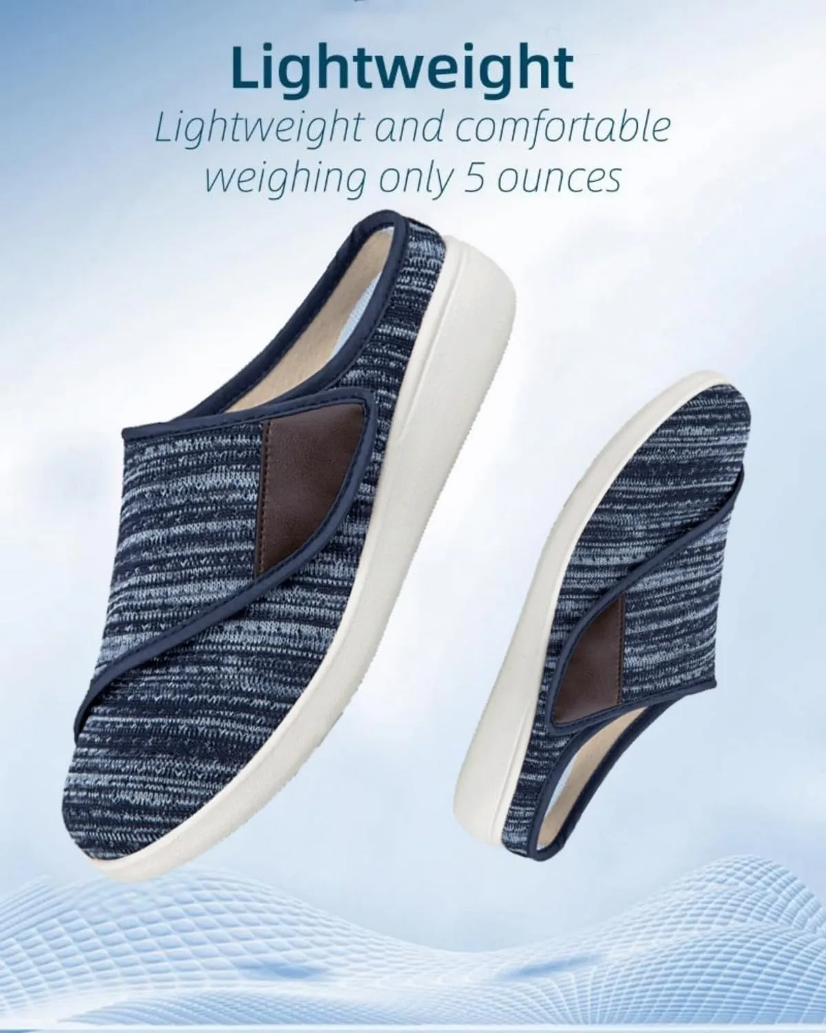 Diabetic Mule for Women Wide Width Clogs Slip on Orthopedic Walking Shoes Summer mesh Neuropathy Slippers Backless Slides with Velcro
