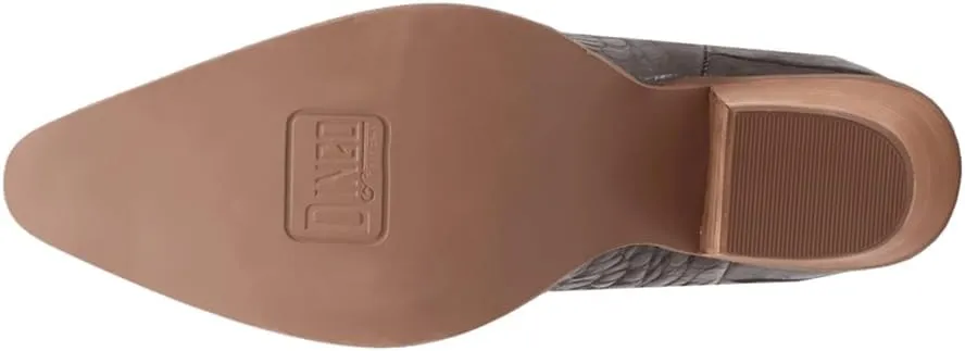 Dingo Womens Ozzie Croc Embossed Snip Toe Casual Boots Mid Calf Mid Heel 2-3" - Brown