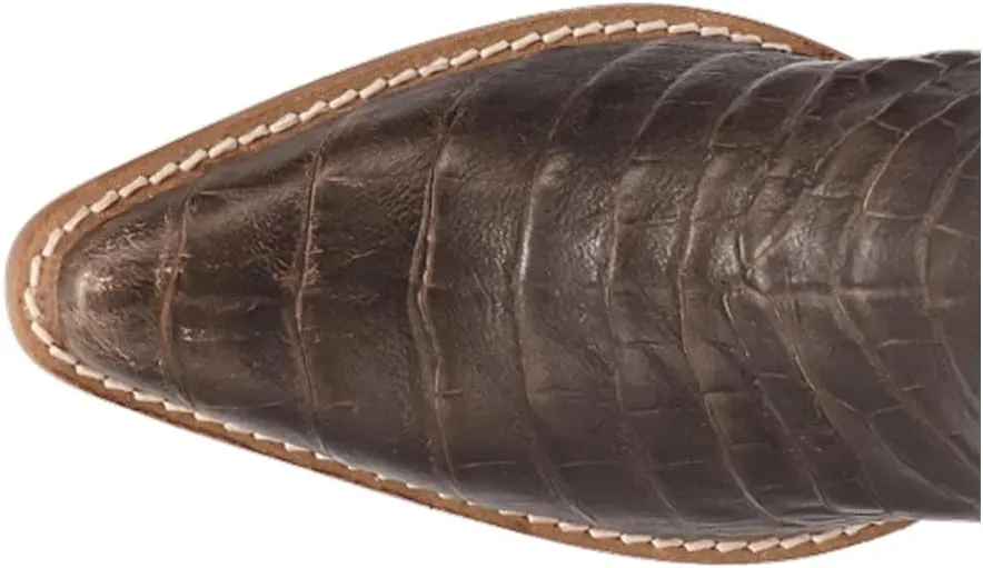 Dingo Womens Ozzie Croc Embossed Snip Toe Casual Boots Mid Calf Mid Heel 2-3" - Brown