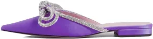 Divanne Women's Flat Mules, Pointed Toe Backless Loafer Shoes Rhinestone Bowknot Slip on Mule Slides