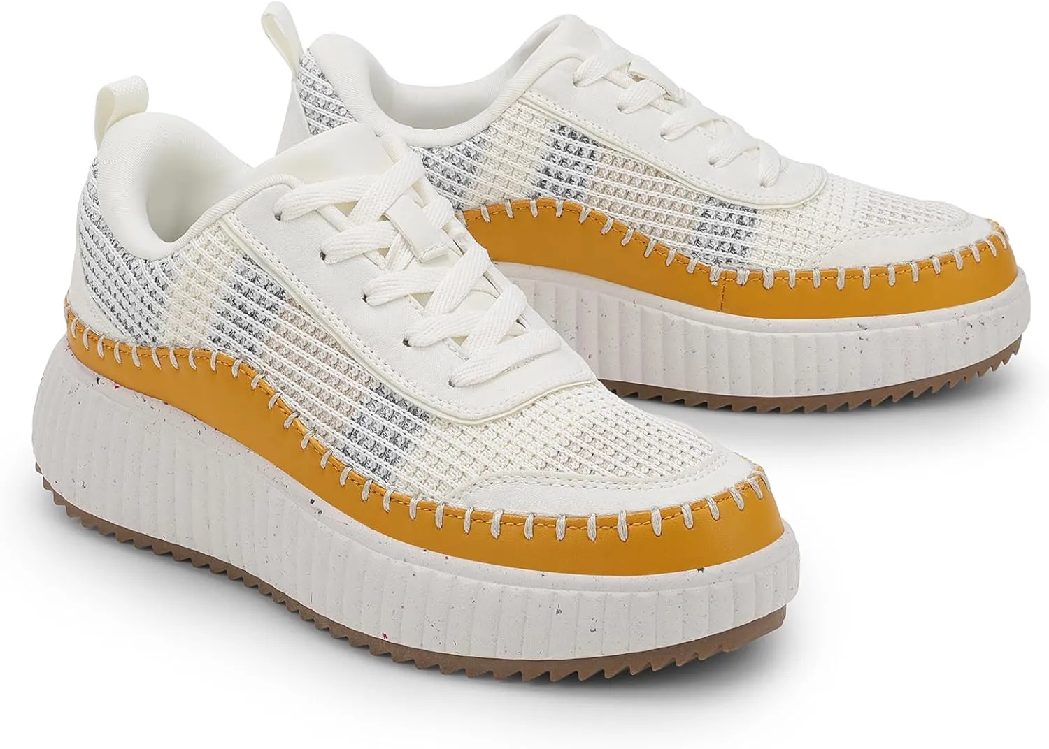 DREAM PAIRS Women Chunky City Tweed Comfortable Casual Platform Fashion Sneaker
