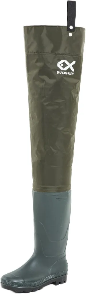 Duck and Fish Green Fishing Wader Hip Boots with Cleated Outsole