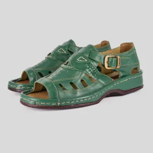 Duna : Leather Sandal in Sage Soft Saddle Leather