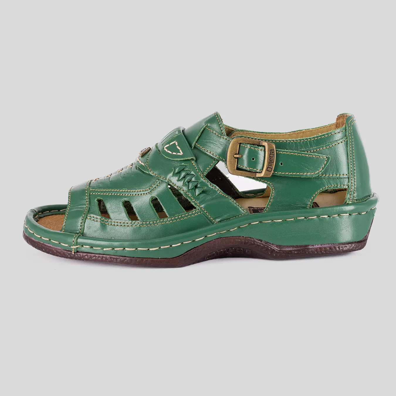 Duna : Leather Sandal in Sage Soft Saddle Leather