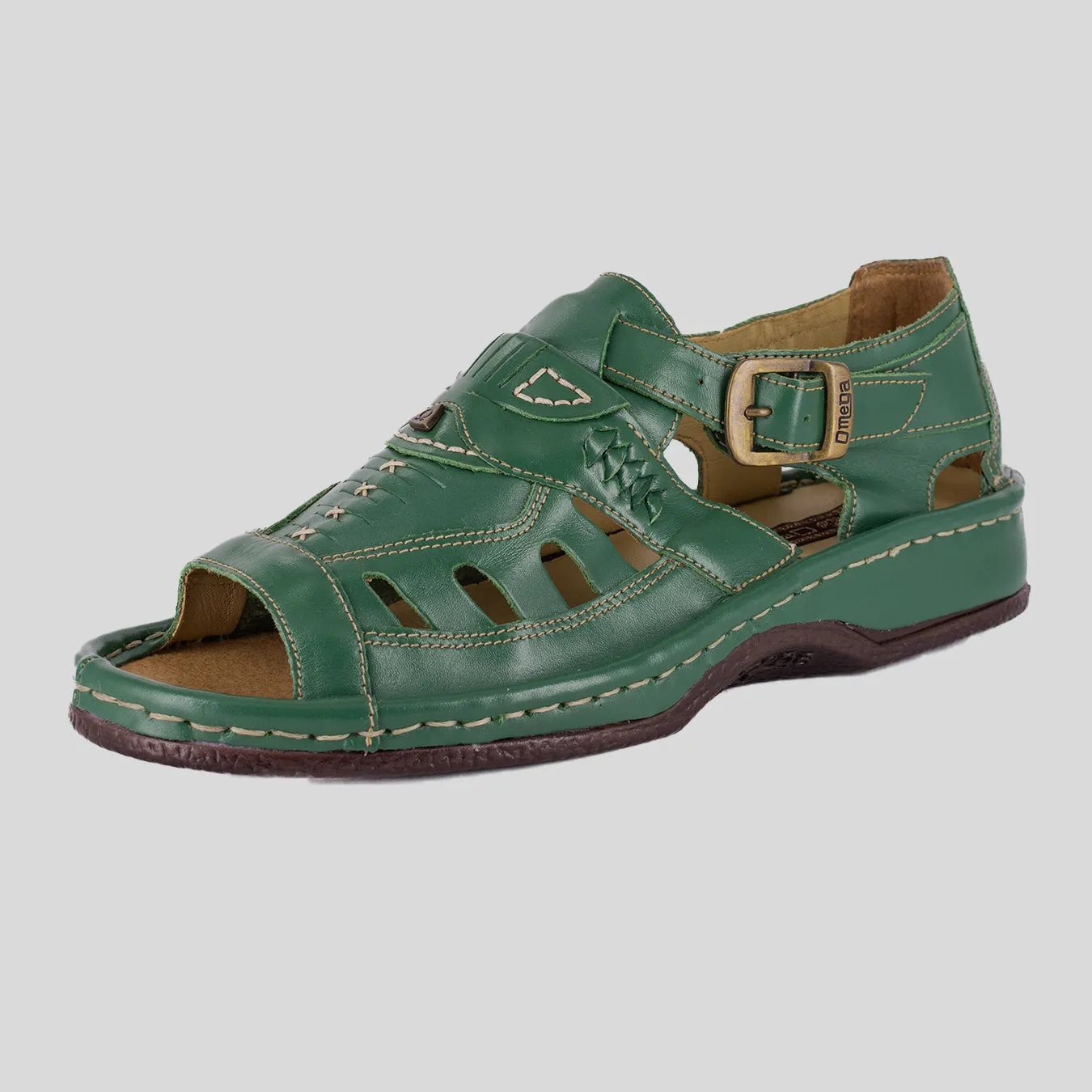 Duna : Leather Sandal in Sage Soft Saddle Leather