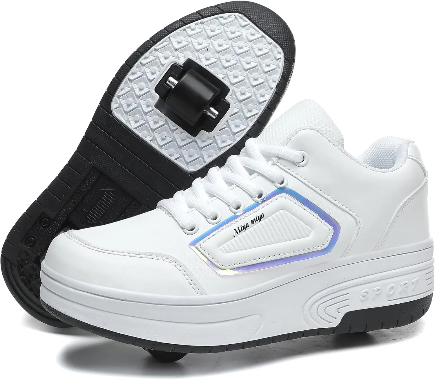 Ehauuo Roller Skates Shoes Sneakers Wheels Removable for Boys Girls Safety Stain-Resistant Easy on and Clean Comfortable as Kids Fun Sports Loved for Kids Beginners