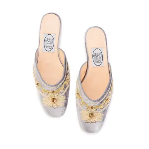 English Rosie Mule - Grey Velvet