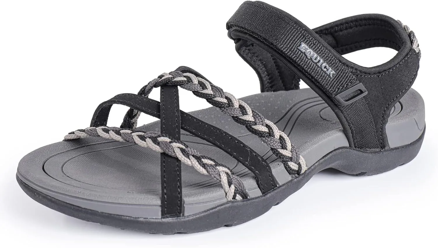 EQUICK Women Hiking Sandals Comfortable Walking Hook Loop Strap Sandals Beach Vacation Casual Sport Sandal
