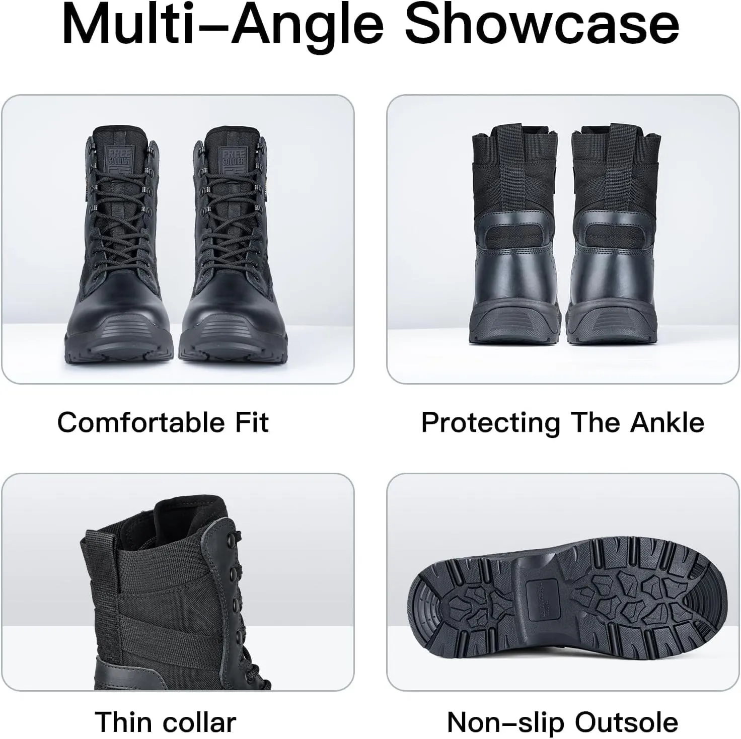 FREE SOLDIER Women’s Tactical Boots 8 Inches Lightweight Combat Boot Durable Military Work Outdoors Boots Desert Boot for Women