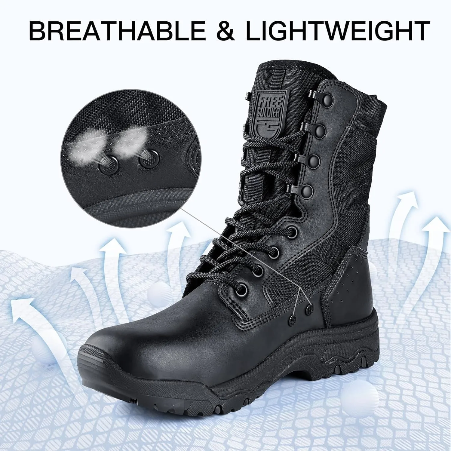 FREE SOLDIER Women’s Tactical Boots 8 Inches Lightweight Combat Boot Durable Military Work Outdoors Boots Desert Boot for Women