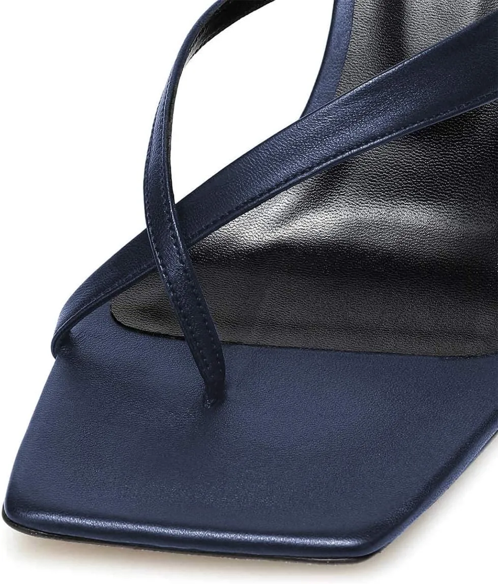 FSJ Women Casual Flip Flop Slide Mule Shoes Square Open Toe Thong Sandal Summer Wedge High Heel Size 4-15 US