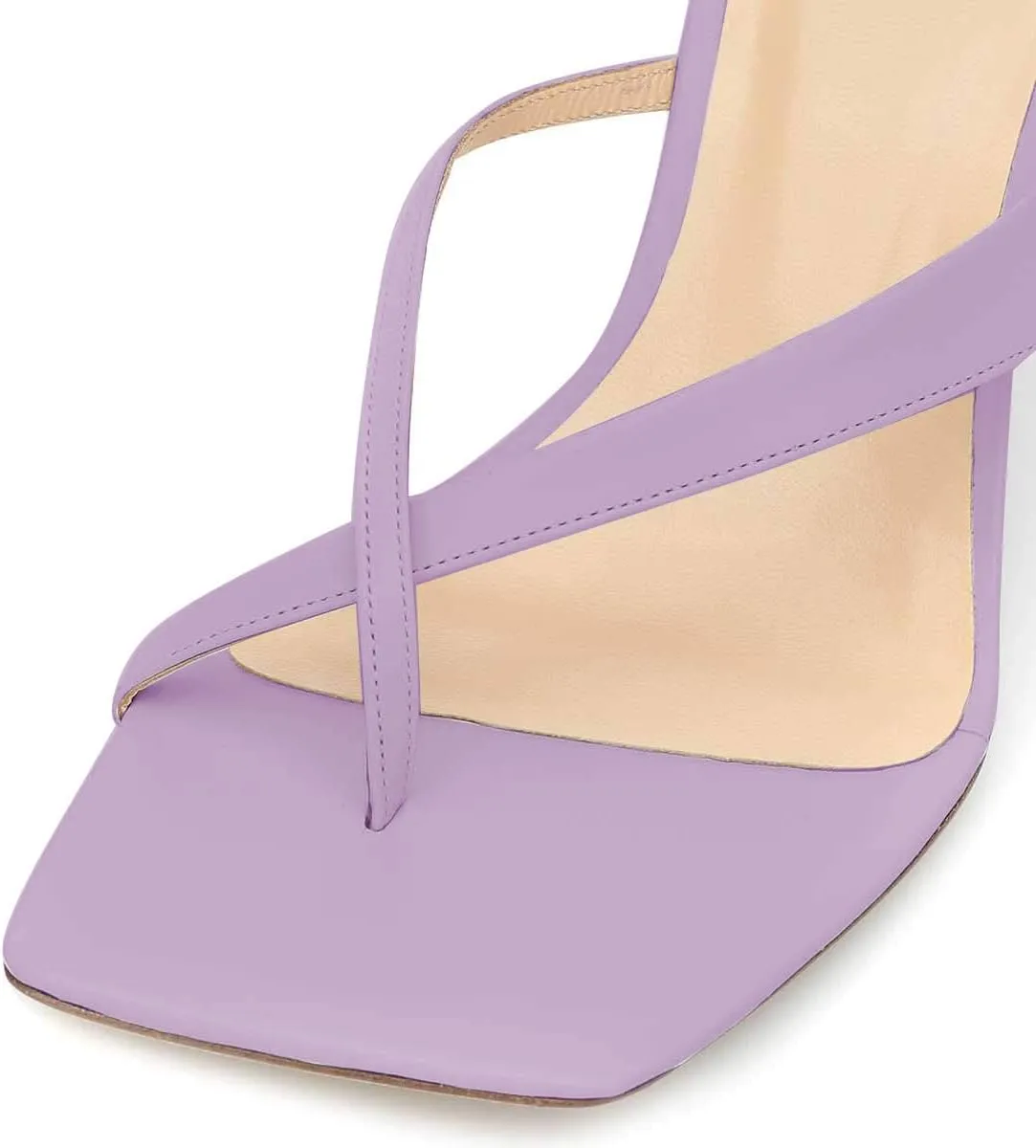 FSJ Women Casual Flip Flop Slide Mule Shoes Square Open Toe Thong Sandal Summer Wedge High Heel Size 4-15 US
