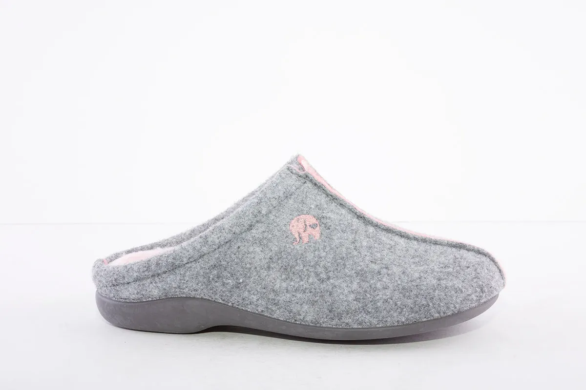 GARZON - 7252.279 FLAT MULE SLIPPER - GREY/PINK