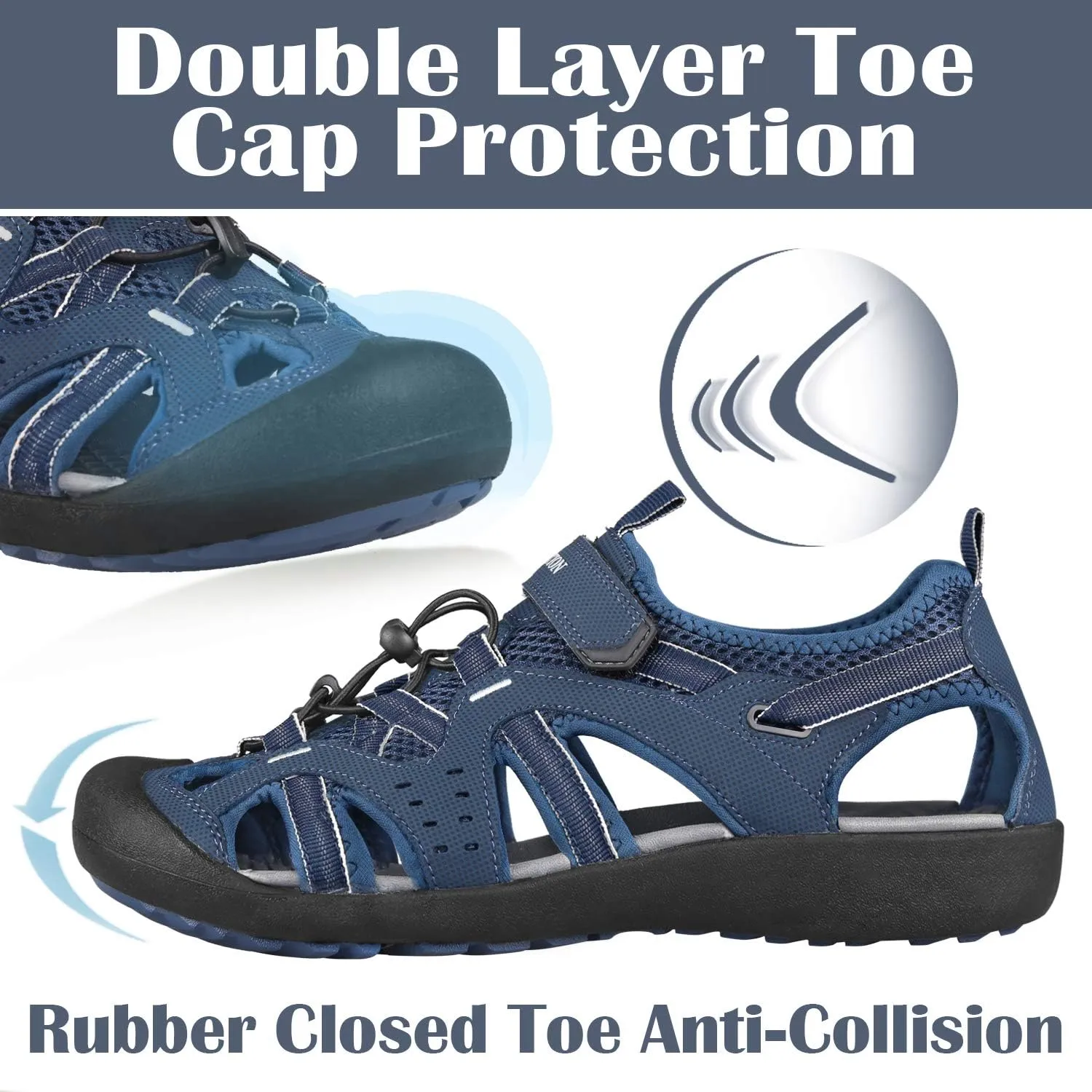 GRITION Mens Outdoor Hiking Sandals Summer Beach Closed Toe Water Sandal Waterproof Comfortable Fisherman Adventures Sport Athletic Walking Traveling Shoes Sandles