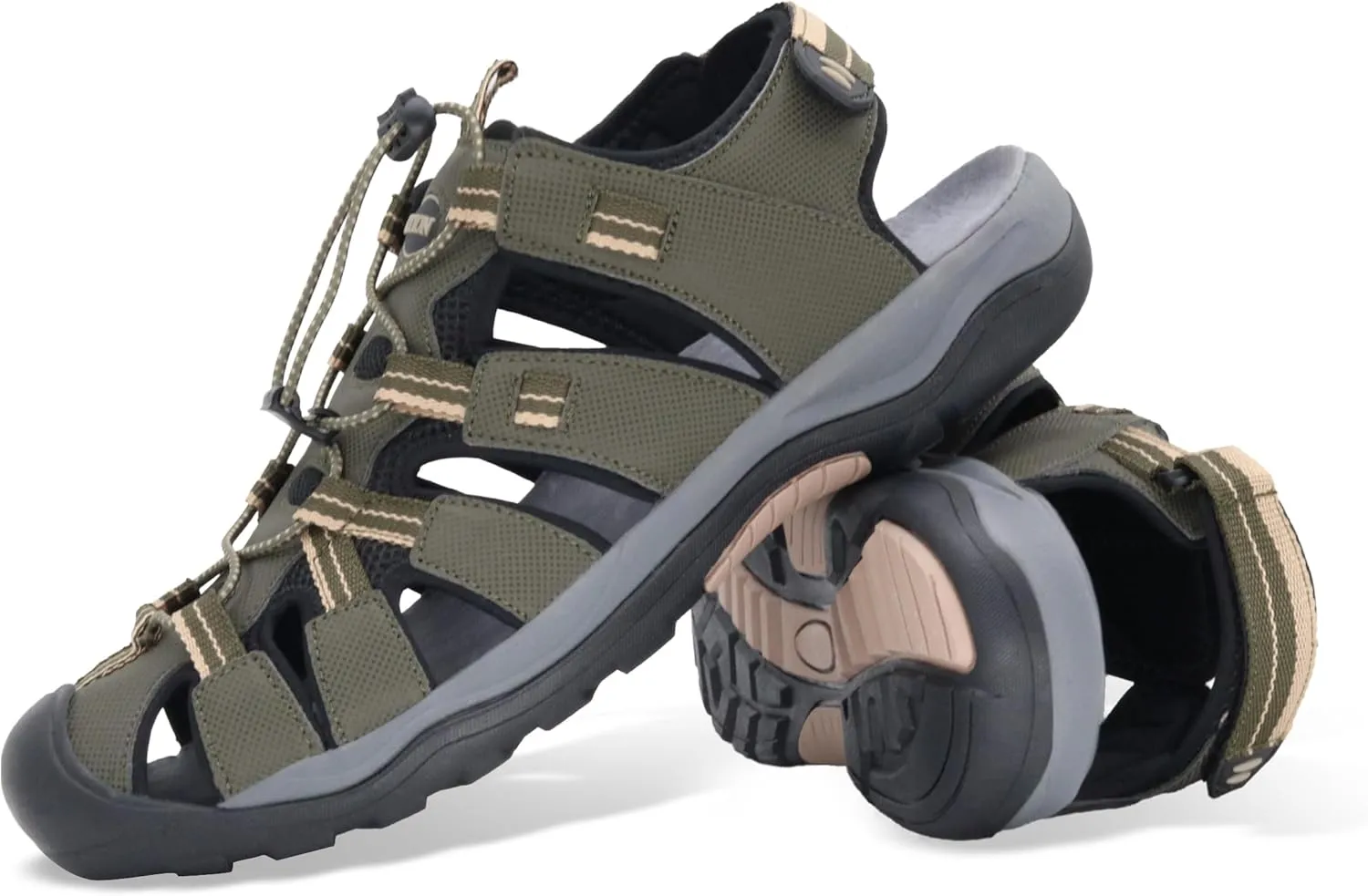GRITION Mens Outdoor Hiking Sandals Summer Beach Closed Toe Water Sandal Waterproof Comfortable Fisherman Adventures Sport Athletic Walking Traveling Shoes Sandles