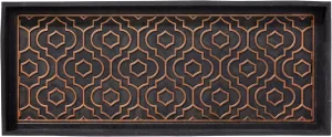 HF by LT Jasmine Premium Rubber Boot Tray, 34 x 14 inches, Heavy Duty Vulcanized Rubber Design, One-Piece Seamless Construction, Year Round Use Indoors/Outdoors, Black with Brushed Copper