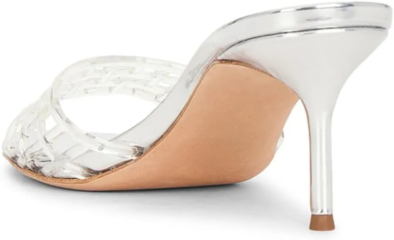 High Heel Sandals for Women Open Pointed Toe Mesh Mules Sandals Beach Summer Dress Stiletto Shoes