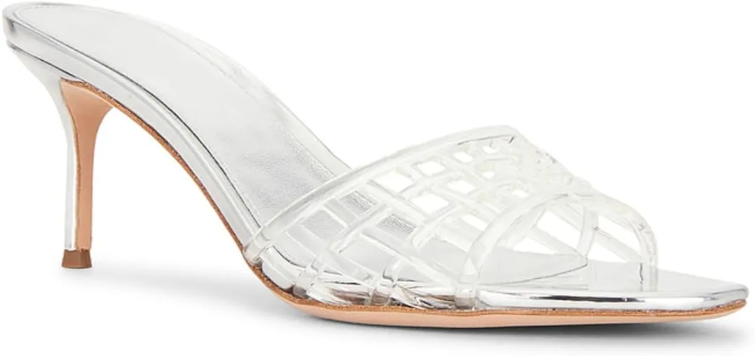 High Heel Sandals for Women Open Pointed Toe Mesh Mules Sandals Beach Summer Dress Stiletto Shoes