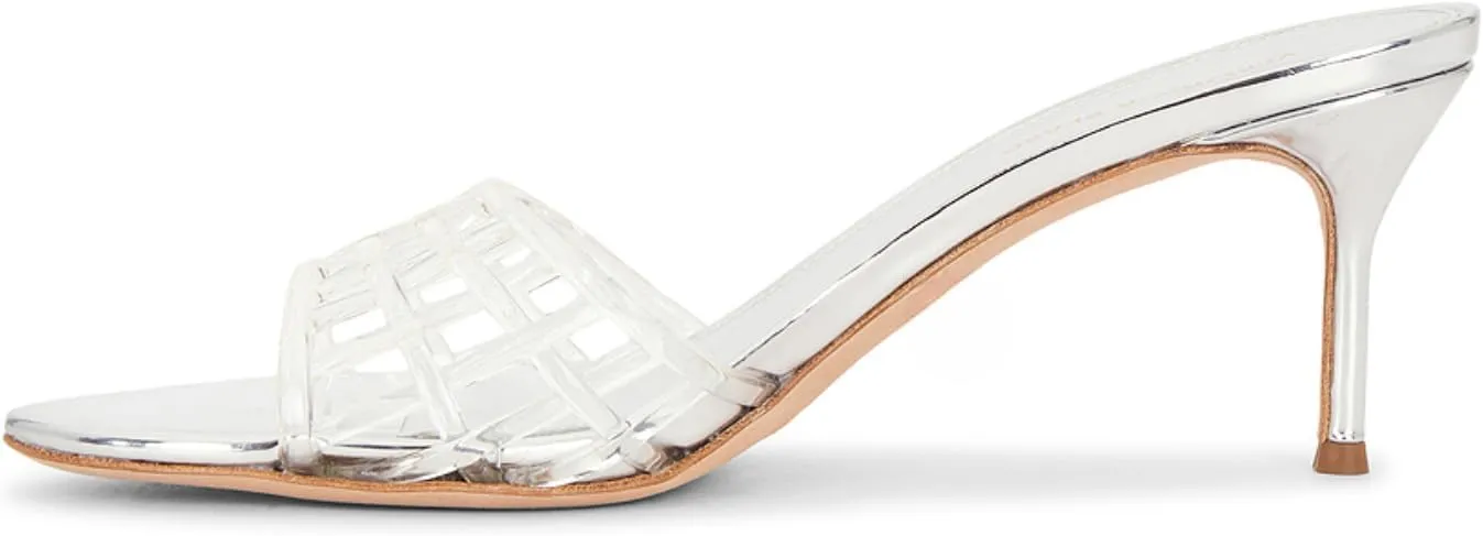 High Heel Sandals for Women Open Pointed Toe Mesh Mules Sandals Beach Summer Dress Stiletto Shoes