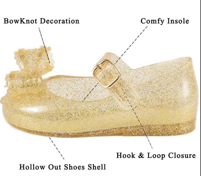 High Quality Kids Shoes Summer Bow Pattern Princess Sandals for Girls Flat Jelly Shoes