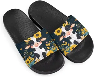 Howilath Blue Butterfly Print Summer Slide Slippers for Men Women Kid, Sunflower Colorful Tie-dye Animals House Slippers Slide Sandal Non-Slip Light Weight