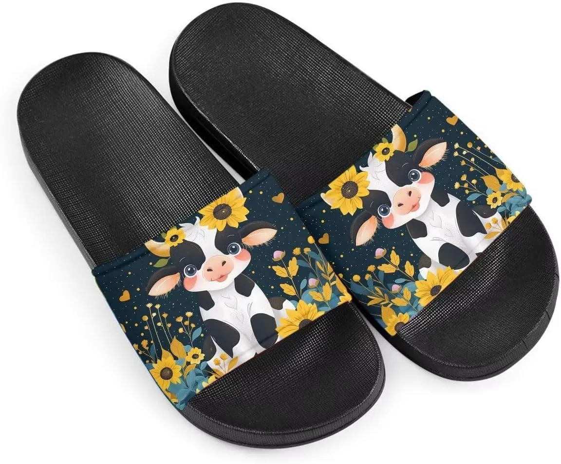 Howilath Blue Butterfly Print Summer Slide Slippers for Men Women Kid, Sunflower Colorful Tie-dye Animals House Slippers Slide Sandal Non-Slip Light Weight