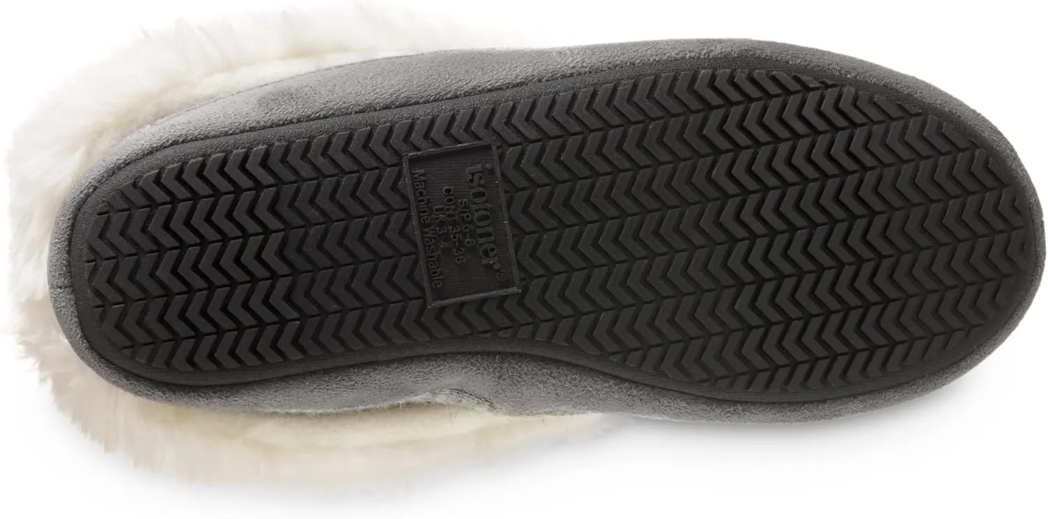 isotoner Women's Recycled Comfort Memory Foam Heather Knit Marisol Boot Slippers