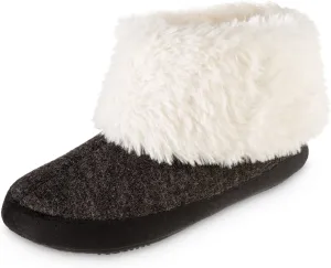 isotoner Women's Recycled Comfort Memory Foam Heather Knit Marisol Boot Slippers