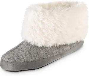 isotoner Women's Recycled Comfort Memory Foam Heather Knit Marisol Boot Slippers