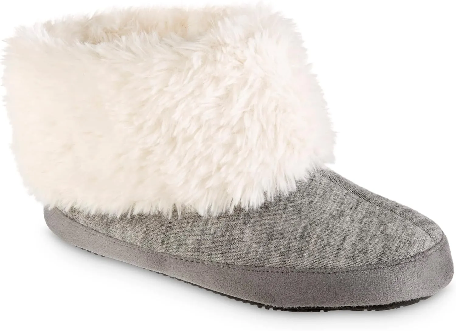 isotoner Women's Recycled Comfort Memory Foam Heather Knit Marisol Boot Slippers
