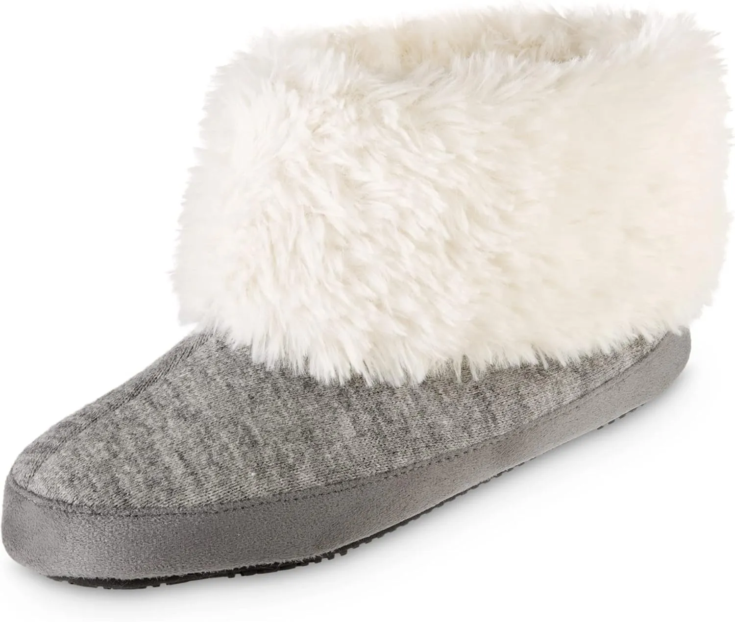 isotoner Women's Recycled Comfort Memory Foam Heather Knit Marisol Boot Slippers