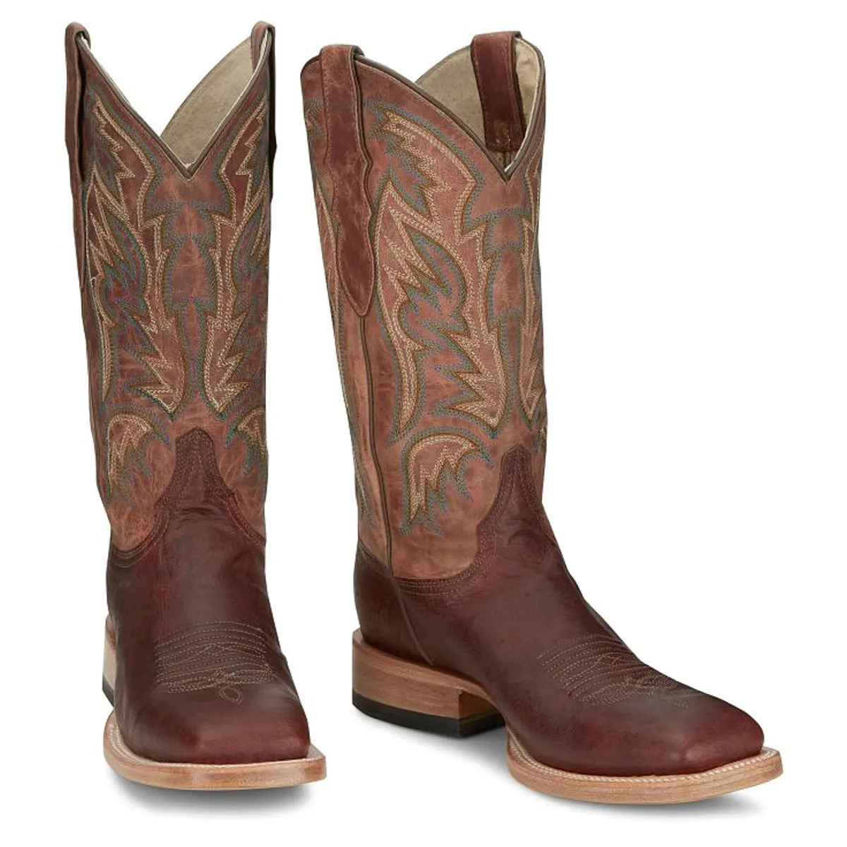Justin Back Men Footwear Cowboy/Western King - Three Bars-Smooth Otrich Color Brandy (#AQ8141)