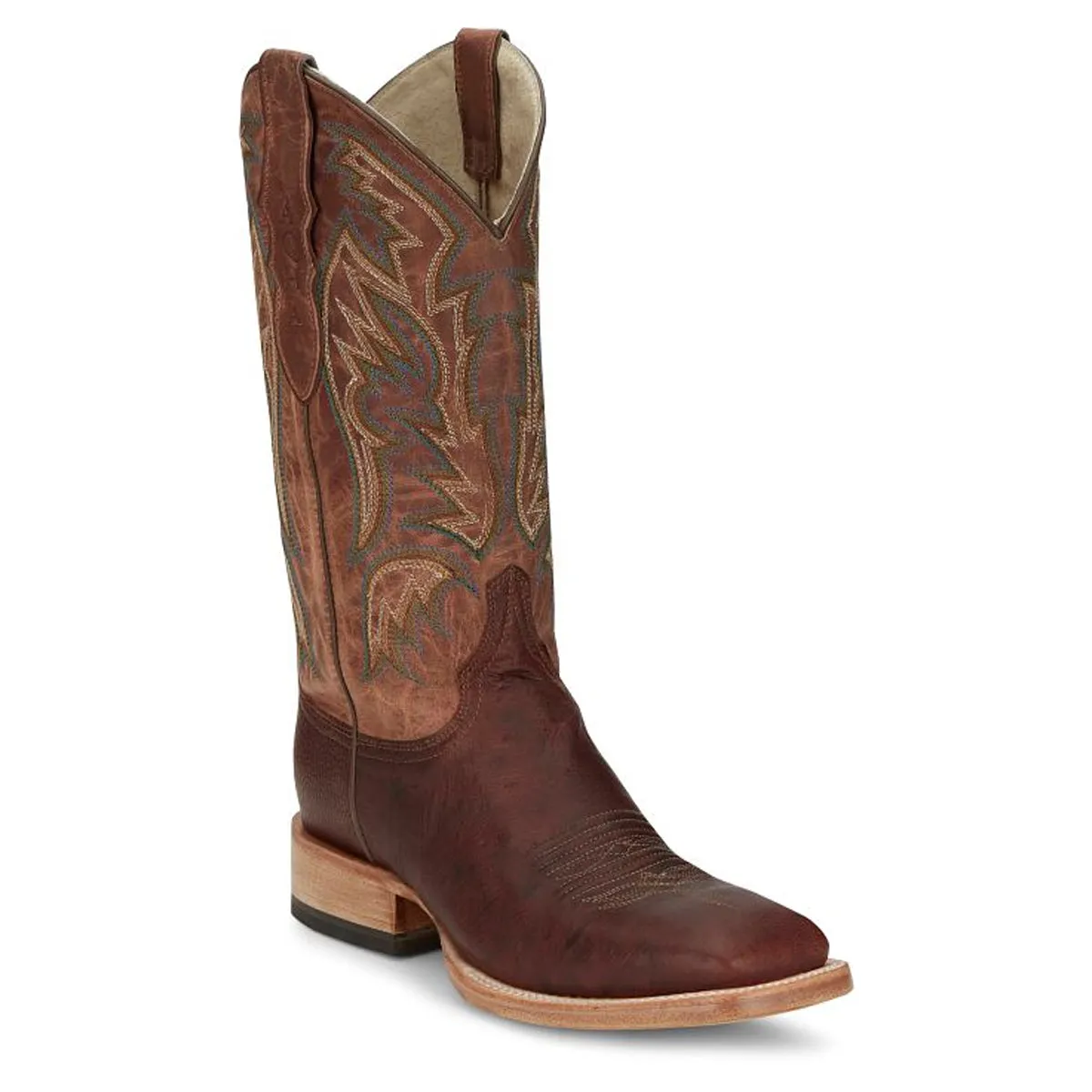 Justin Back Men Footwear Cowboy/Western King - Three Bars-Smooth Otrich Color Brandy (#AQ8141)
